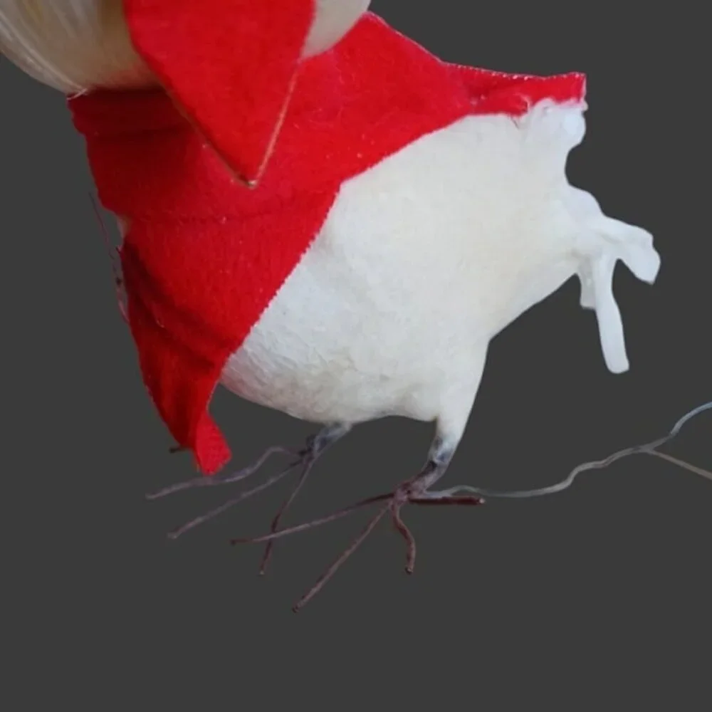 Vintage white cardinals christmas ornaments set of 2
